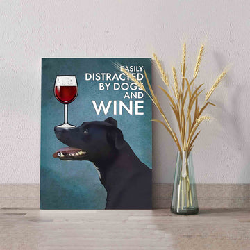 Easily Distracted By Dogs And Wine Canvas, Labrador Canvas, Dog Canvas, Family Canvas, Canvas Wall Art, Gift Canvas