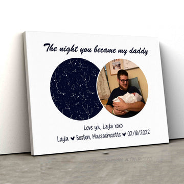 The Night You Became My Daddy Canvas, Star Chart Canvas, Dad Canvas, Family Canvas, Custom Name Canvas, Personalized Image Canvas