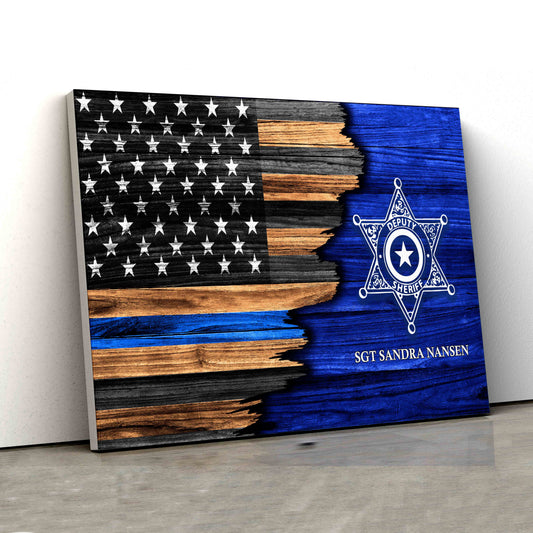 Deputy Sheriff Canvas, American Flag Canvas, Custom Name Canvas, Wall Art Canvas, Gift Canvas
