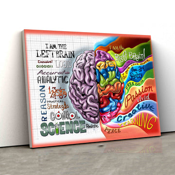 I Am The Left Brain Canvas, Inspirational Canvas Art, Brain Canvas, Canvas Wall Art, Gift Canvas