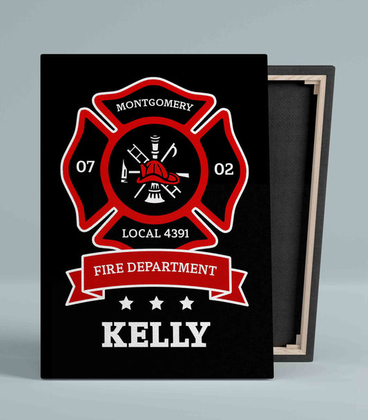 Fire Department Canvas, Firefighter Canvas, Custom Name Canvas, Family Canvas, Canvas Wall Art, Gift Canvas