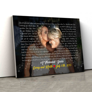 A Thousand Years Canvas, Song Lyrics On Canvas, Heart Canvas, Music Canvas, Custom Image Canvas, Custom Name Canvas, Gift Canvas