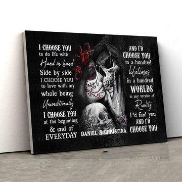 I Choose Your To Do Life With Hand In Hand Canvas, Halloween Canvas, Custom Name Canvas, Canvas Wall Art
