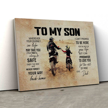 To My Son Canvas, Wherever Your Journey In Life Canvas, Dirt Bike Canvas, Custom Name Canvas, Canvas Wall Art