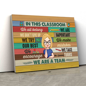 In This Classroom Canvas, We Are A Team Canvas, Classroom Canvas, Custom Name Canvas, Wall Art Canvas
