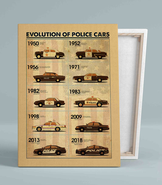 Evolution Of Police Cars Canvas, Police Canvas, Car Canvas, Wall Art Canvas, Gift Canvas