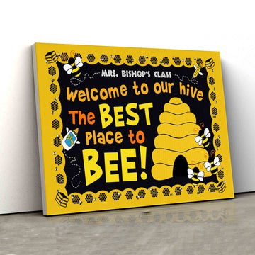 Personalized Name Canvas, Welcome To Our Hive Canvas, Bee Canvas, Wall Art Canvas, Gift Canvas