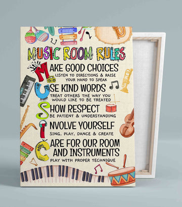 Music Room Rules Canvas, Music Canvas, Musical Instruments Canvas Art, Classroom Canvas, Wall Art Canvas