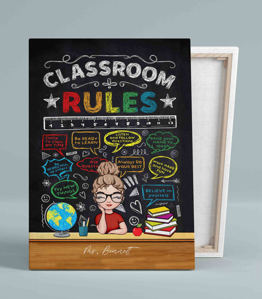 Classroom Rules Canvas, Student Canvas, Teacher Canvas, Custom Name Canvas, Wall Art Canvas