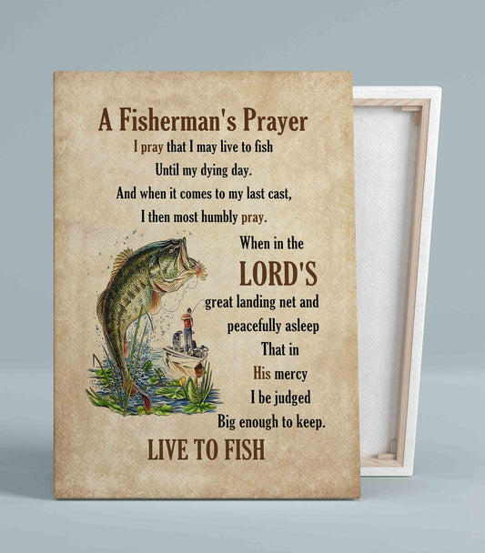 A Fisherman's Prayer Canvas, Fish Canvas, Boat Canvas, Family Canvas, Gift Canvas