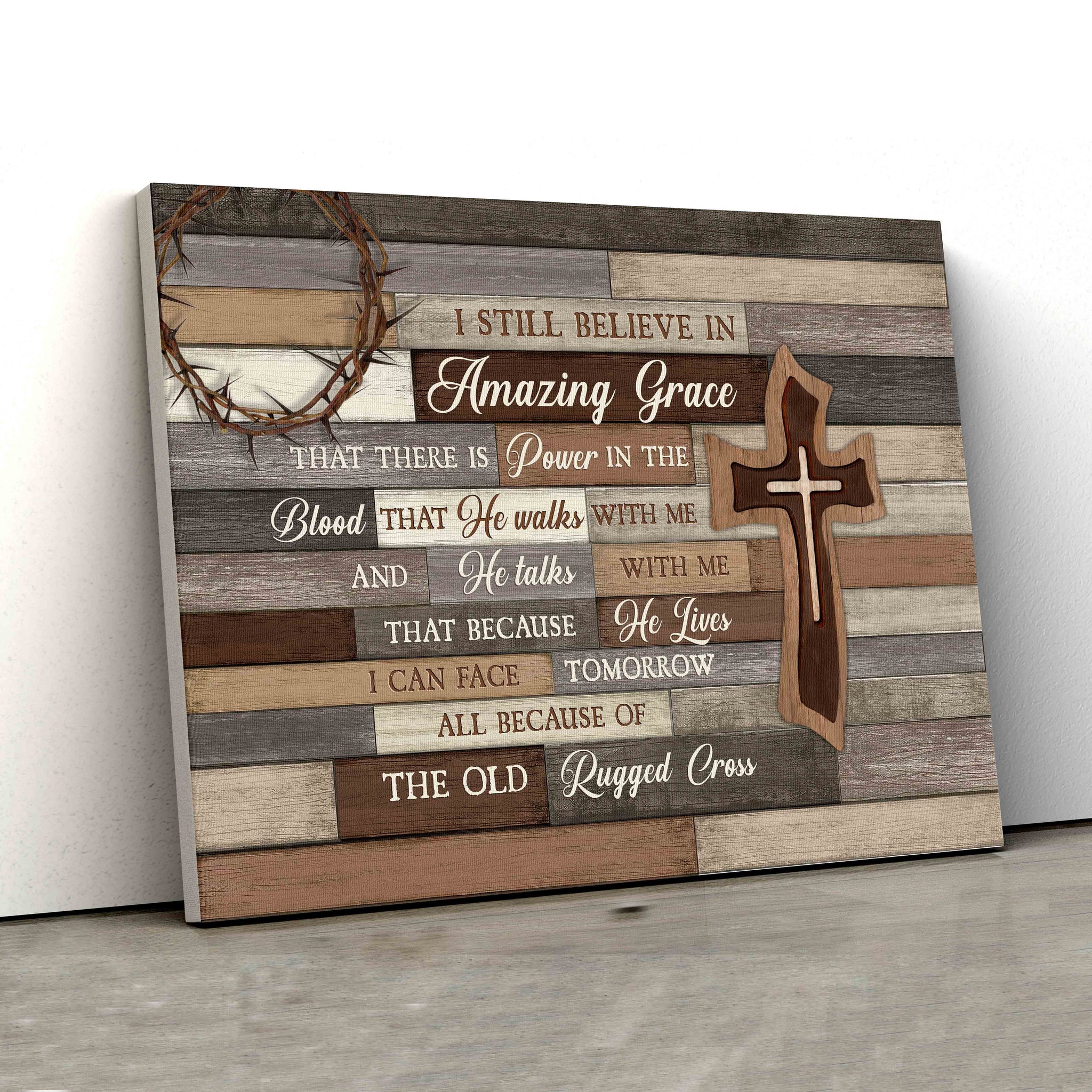 I Still Believe In Amazing Grace Canvas, Wooden Cross Canvas, Christian Wall Art Canvas, Canvas Wall Decor