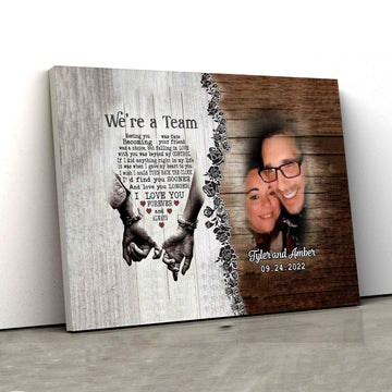 We're A Team Canvas, Personalized Name Canvas, Custom Image Canvas, Couple Canvas, Canvas Wall Art, Gift Canvas