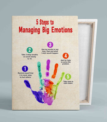 5 Steps To Managing Big Emotions Canvas, Classroom Canvas, Inspirational Canvas, Canvas Wall Art, Canvas Wall Decor, Gift Canvas