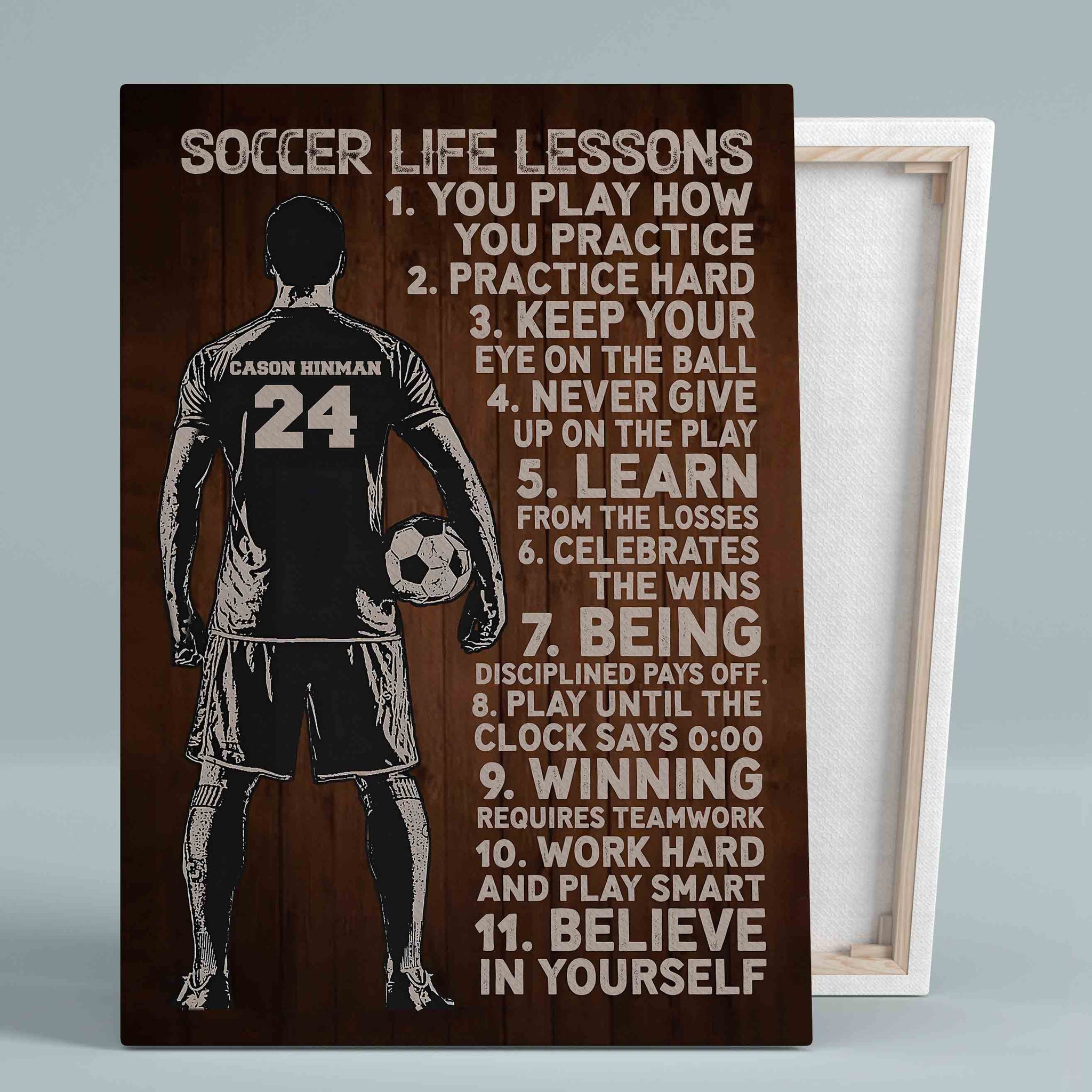 Soccer Life Lessons Canvas, Soccer Canvas, Custom Name Canvas, Gift For Soccer Player Canvas, Canvas Wall Art, Canvas Wall Decor, Gift Canvas