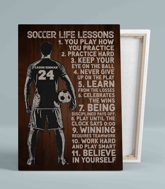 Soccer Life Lessons Canvas, Soccer Canvas, Custom Name Canvas, Gift For Soccer Player Canvas, Canvas Wall Art, Canvas Wall Decor, Gift Canvas