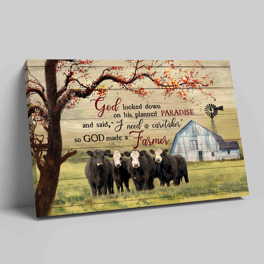 God Looked Down On His Planned Paradise Canvas, Aberdeen Angus Canvas, Farmhouse Canvas, Christian Wall Art Canvas, Canvas Wall Decor, Gift Canvas