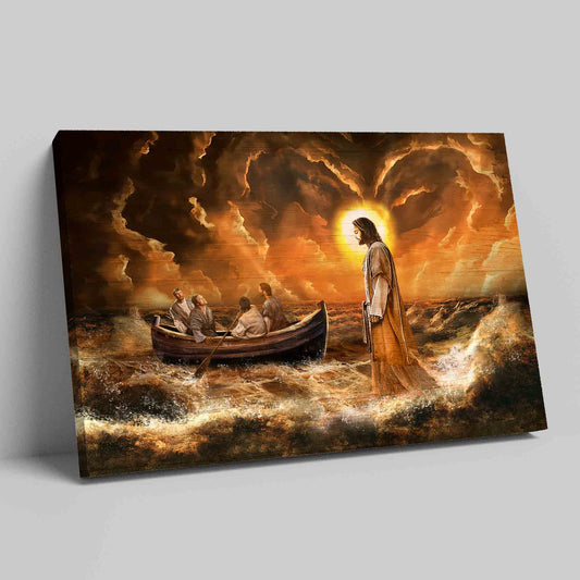 Jesus Walks On Water Canvas , Jesus Guides Us Through Storm Canvas, Jesus Canvas, Christian Wall Art Canvas, Canvas Wall Decor, Gift Canvas