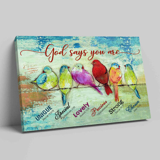 God Says You Are Canvas, Bird Canvas, Colorful Bird Painting Canvas, Christian Wall Art Canvas, Canvas Wall Decor, Gift Canvas