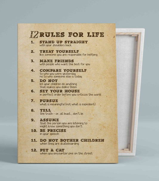 12 Rules For Life Canvas, Motivational Education Canvas, Quote Canvas, Canvas Wall Art, Gift Canvas