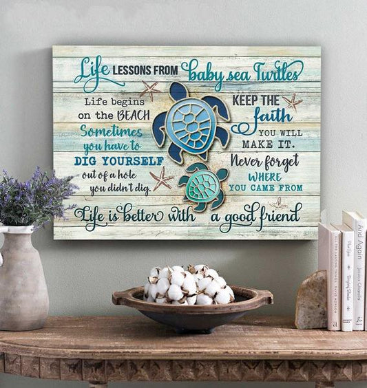 Beach Turtle Life Lessons From Baby Sea Turtles Canvas - Canvas Prints