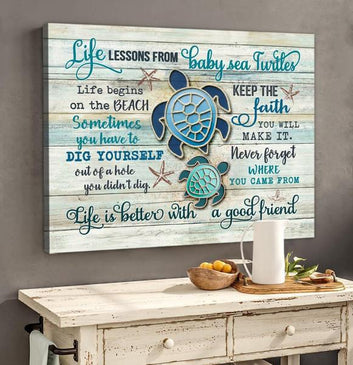 Beach Turtle Life Lessons From Baby Sea Turtles Canvas - Canvas Prints