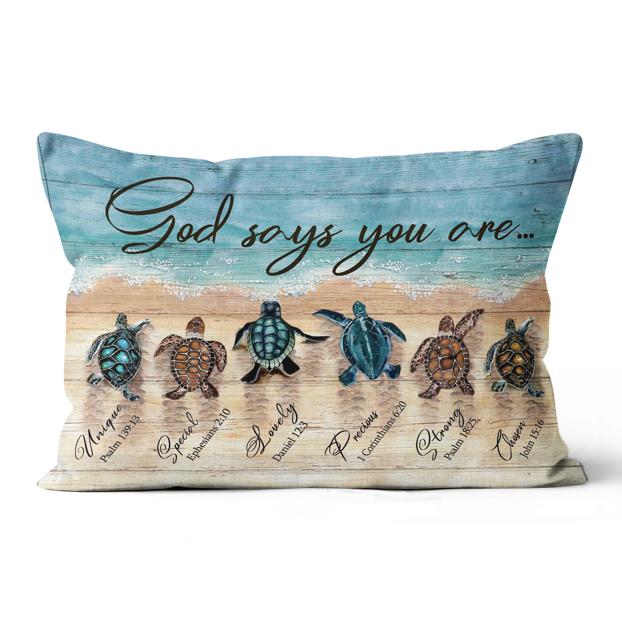 God Say You Are With Turtle Linen Throw Pillow
