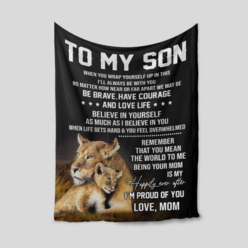 Monogrammed Blankets, To My Son Blanket, Family Blanket, Mom And Son Blanket, Lions Blanket