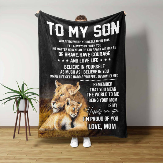 Monogrammed Blankets, To My Son Blanket, Family Blanket, Mom And Son Blanket, Lions Blanket