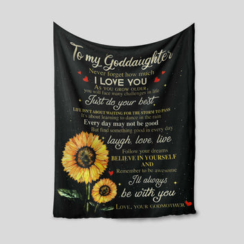 To My Goddaughter Blanket, Sunflower Blanket, Custom Blanket, Family Blanket