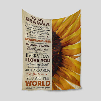 To My Gramma Blanket, Sunflower Blanket, Personalized Blanket, You Are The World Blanket