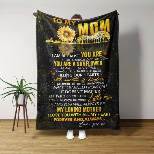 To My Mom Blanket, Sunflower Blanket, Son To Mom Blanket, Custom Blanket