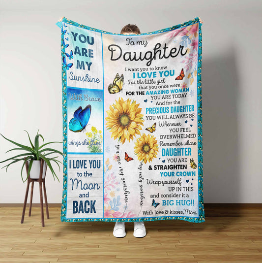 To My Daughter Blanket, You Are My Sunshine Blanket, Sunflower Blanket, Custom Blanket