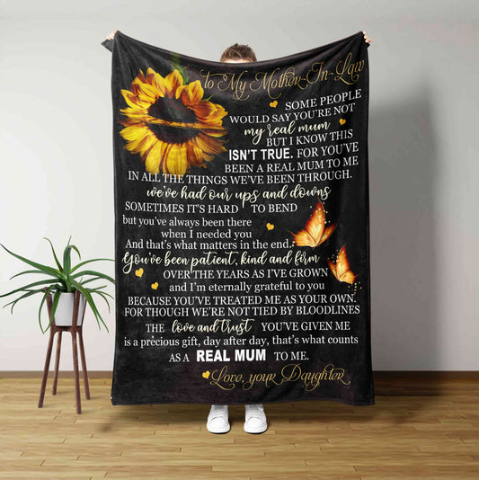 Sunflower Blanket, Personalized Name Blanket, Real Mum Blanket, Blanket For Gifts