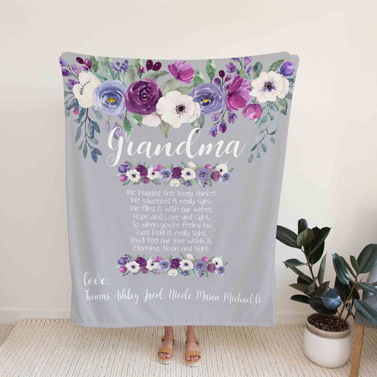 Blanket For Grandma, Monogrammed Blanket, Family Blanket, Blanket For Gifts