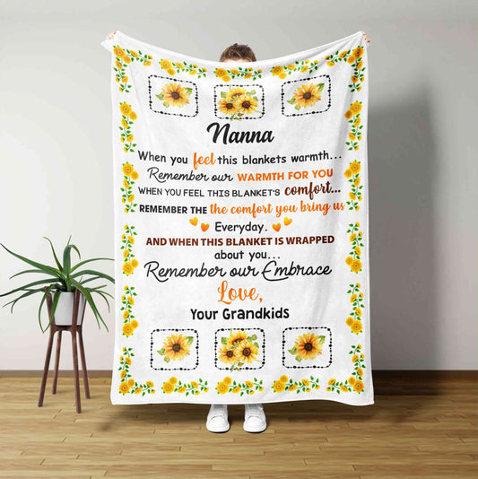 Family Blanket, Blanket For Gift, Sunflower Blanket, Remember Our Embrace Blanket