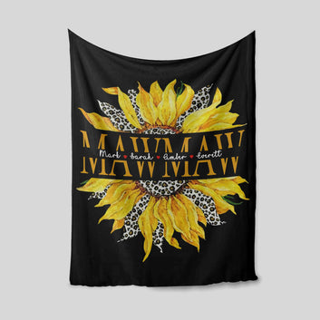 Maw Maw Blanket, Blanket For Mom, Monogrammed Blanket, Sunflower Blanket