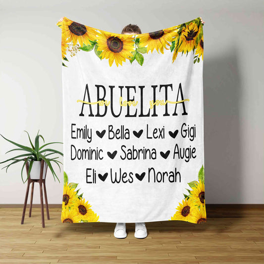 Monogrammed Blanket, Blanket For Gift, Family Blanket, Sunflower Blanket