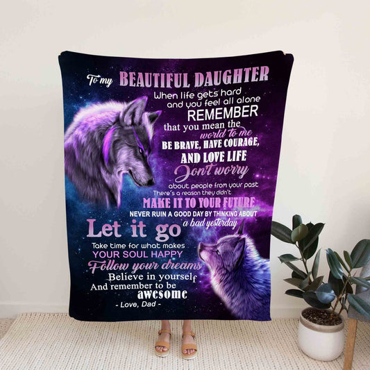 To My Daughter Blanket, Dad To Daughter Blanket, Wolf Blanket, Custom Name Blanket