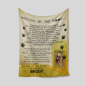 Waiting At The Door Blanket, Personalized Image Blanket, Pet Blanket, Dog Lover Blanket, Blanket For Gift