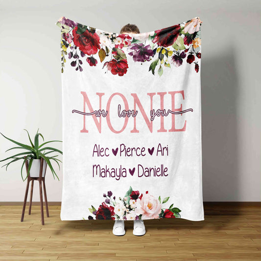 We Love You Blanket, Flower Blanket, Family Blanket, Custom Name Blanket, Blanket For Gift