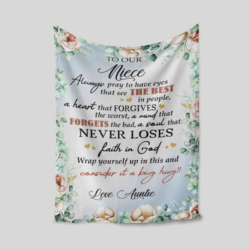 To Our Niece Blanket, Flowers Blanket, Custom Name Blanket, Family Blanket, Blanket For Gift