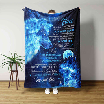 To My Niece Blanket, Wolf Blanket, Custom Name Blanket, Family Blanket, Blanket For Gift