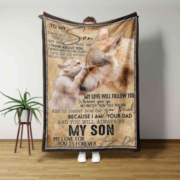To My Son Blanket, Wolf Blanket, My Son Blanket, Custom Name Blanket, Family Blanket, Blanket For Gift