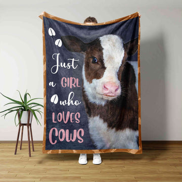 Just Girl Who Loves Cows Blanket, Cow Blanket, Family Blanket, Blanket For Gift
