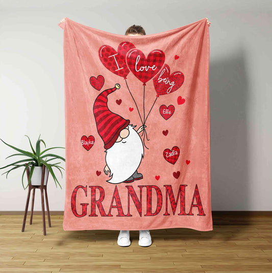 I Love Being Grandma Blanket, Santa Claus Blanket, Family Blanket, Personalized Name Blanket, Blanket For Gift