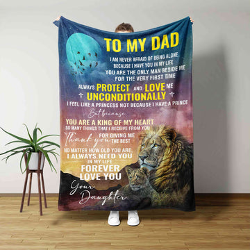 To My Dad Blanket, Lion Blanket, Family Blanket, Custom Name Blanket, Blanket For Gift
