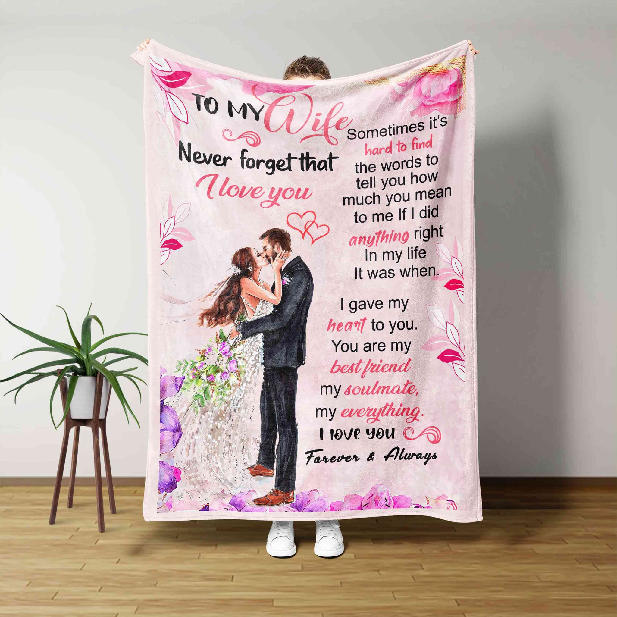 To My Wife Blanket, Kiss Blanket, Couple Blanket, Custom Name Blanket, Family Blanket, Blanket For Gift