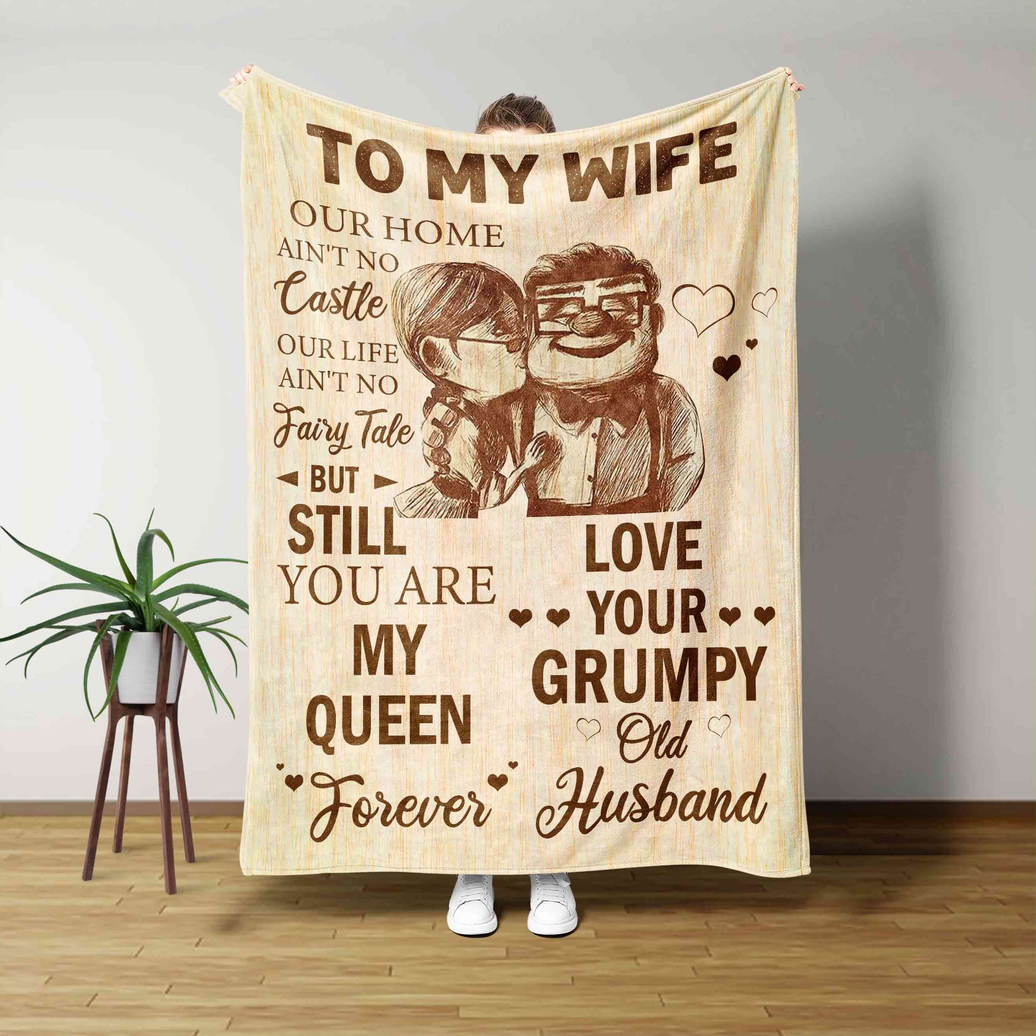 To My Wife Blanket, Kiss Blanket, Hug Blanket, Custom Name Blanket, Family Blanket, Blanket For Gift