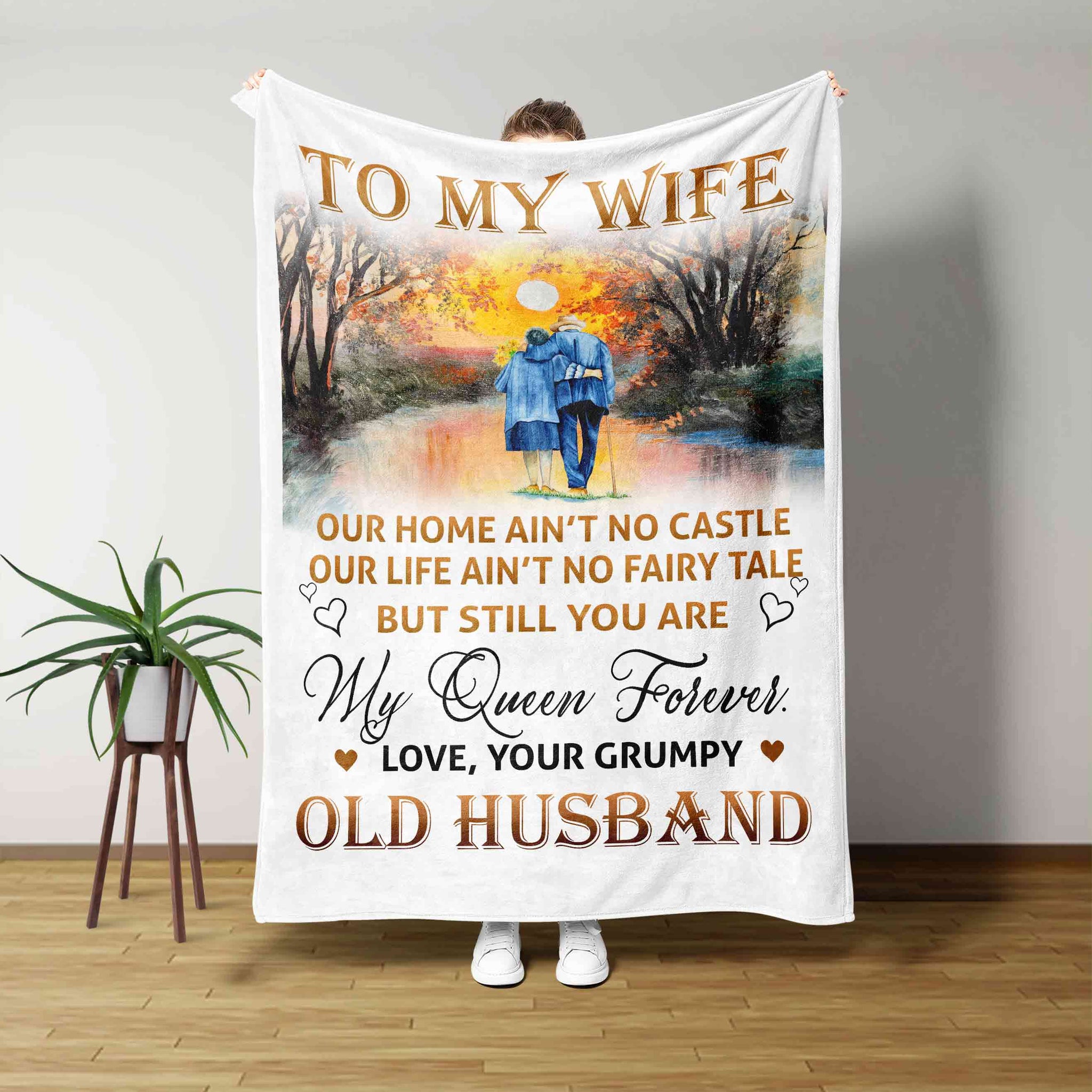 To My Wife Blanket, Sunset Blanket, My Queen Forever Blanket, Family Blanket, Custom Name Blanket
