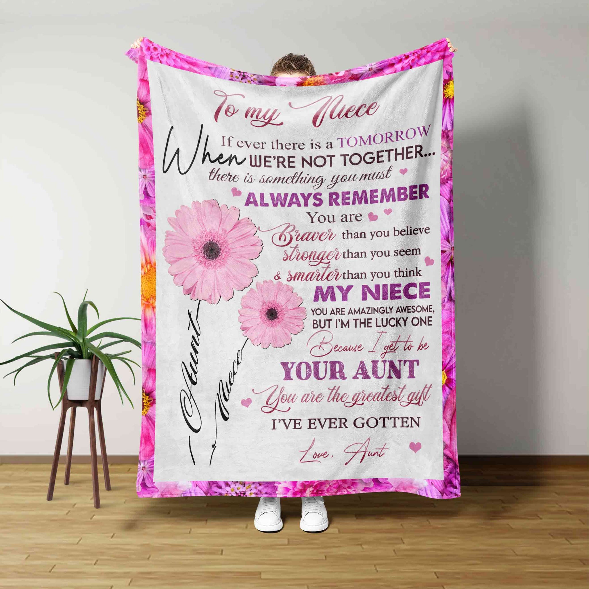 To My Niece Shelby Blanket, Flower Blanket, Custom Name Blanket, Family Blanket, Gift Blanket